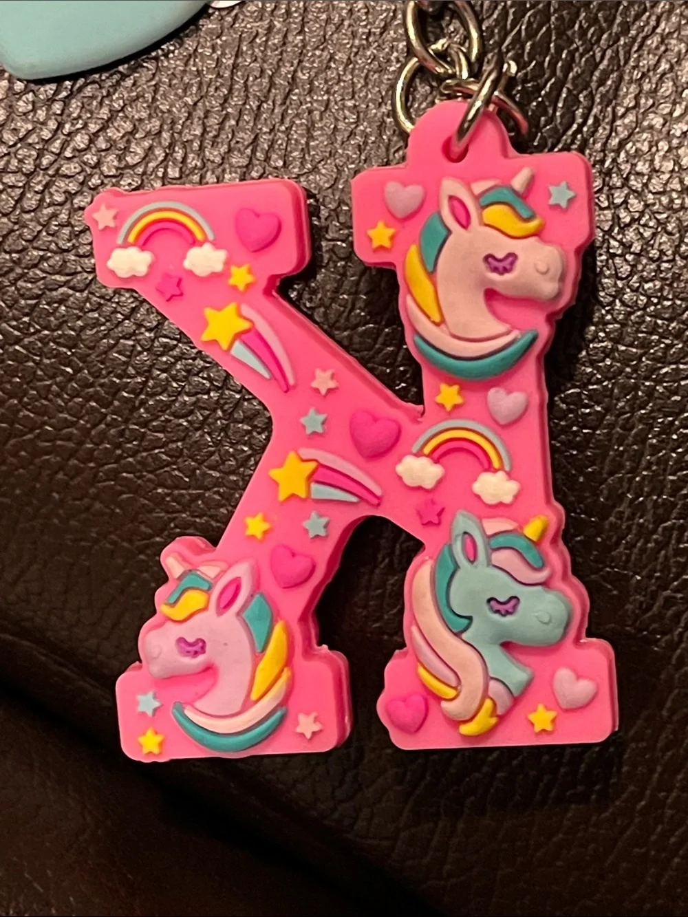 Claire's Pink Unicorn 'K' Key & Heart Charm Keychain and bag charm NWT